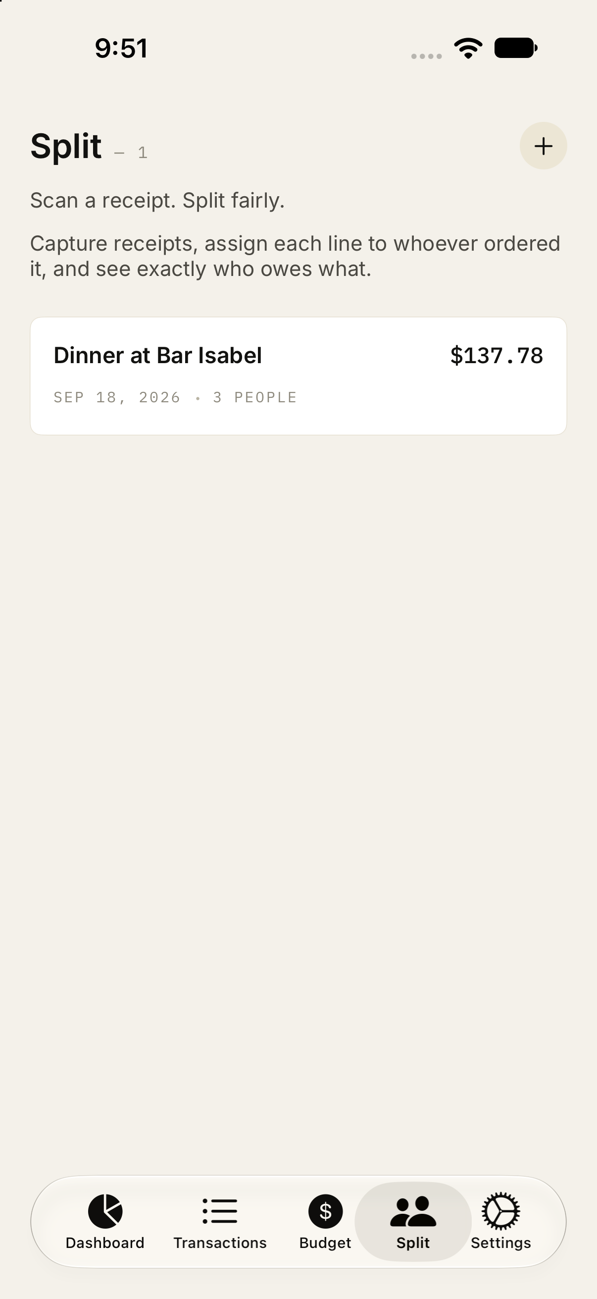 Bill split for a dinner among three people